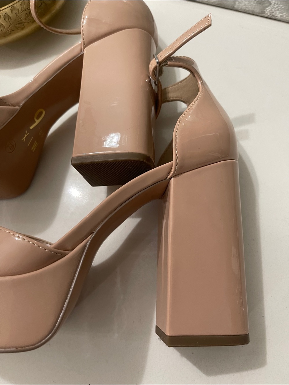 Mix No. 6 Nude Tan  Platform Block Heel Sandals Ankle Strap Sammir sz 6 - Picture 13 of 13